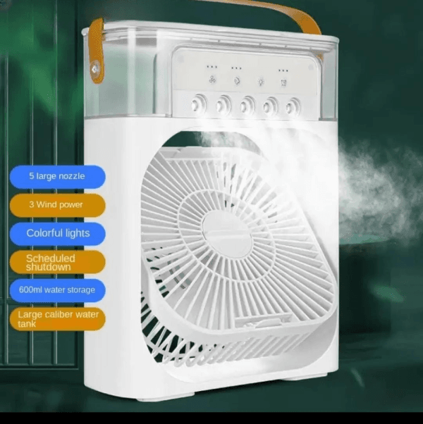 10-Inch Large Portable Air Conditioner Fan | USB Electric Fan with LED Night Light, Mist & Humidifier Function | Random Color
