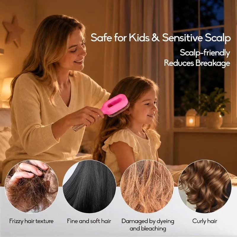 2-in-1 Misting Hair Brush with Water Spray Bottle | Fine Mist Detangling Brush for Curly, Wavy & Straight Hair | Wet & Dry Styling Brush | Portable Anti-Frizz Hair Comb