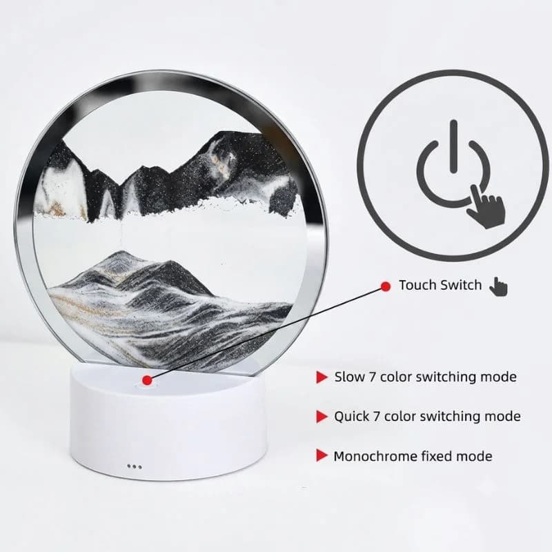 3D Moving Sand Art LED Lamp | Flowing Sandscape Painting Display | USB Decorative Table Lamp for Home & Office | Random Color
