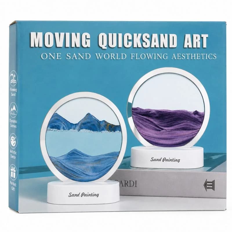 3D Moving Sand Art LED Lamp | Flowing Sandscape Painting Display | USB Decorative Table Lamp for Home & Office | Random Color