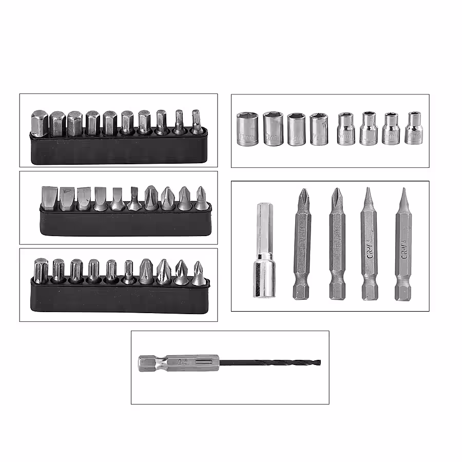 47-Piece Foldable Wireless Electric Screwdriver Kit with Adjustable Torque & USB Charging