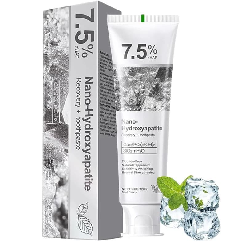 7.5% Nano-Hydroxyapatite Toothpaste | Deep Cleaning & Advanced Enamel Protection | Fluoride-Free Mint Toothpaste for Sensitive Teeth | Fresh Breath & Daily Oral Care