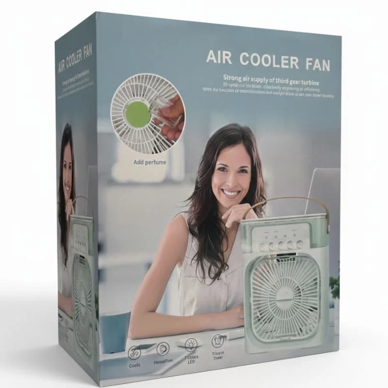9 Inch Mist Fan | Portable Air Conditioner Fan |  Mist Water, And Humidifier Function | Led Night Light Water Mist | Random Color