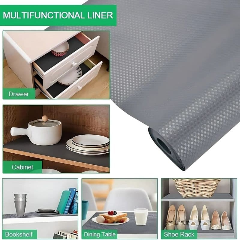 Anti-Slip Fridge & Shelf Mat | Waterproof Washable Liner for Kitchen Drawers Cabinets | Brown