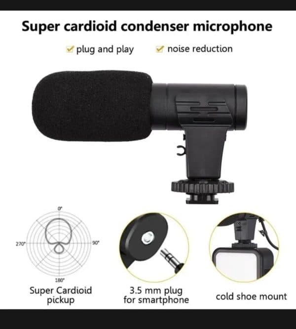 AY-49 Video Making Kit | All-in-One Vlogging Tripod with Wireless Remote, Microphone, LED Light & Mobile Holder