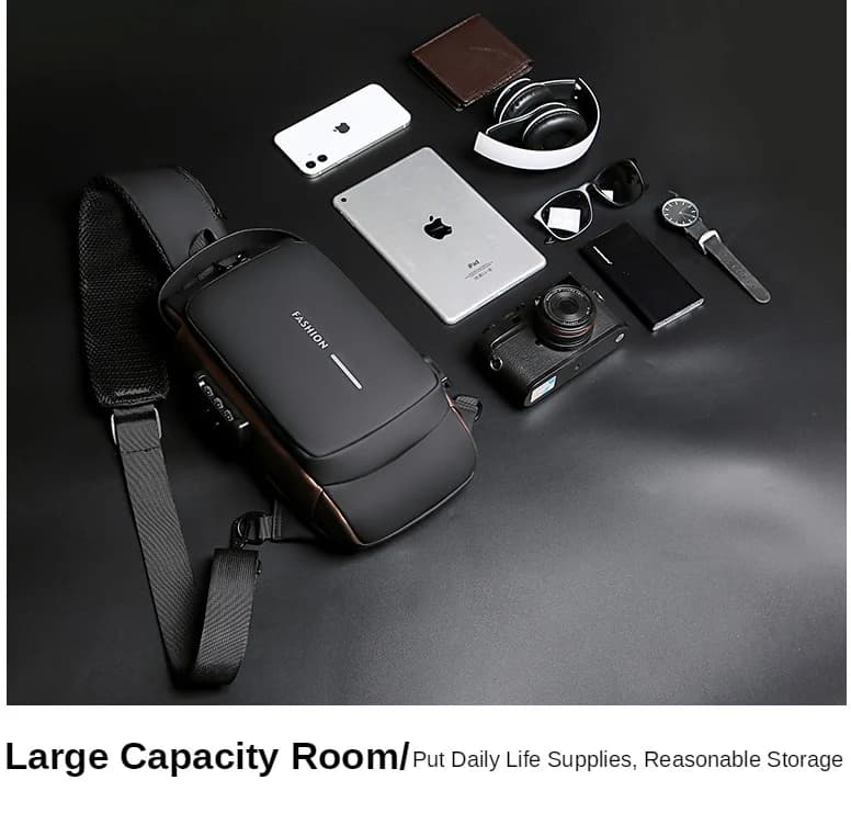 Black Multifunction Anti-Theft USB Charging Crossbody Shoulder Bag | Stylish, Secure & Travel-Ready