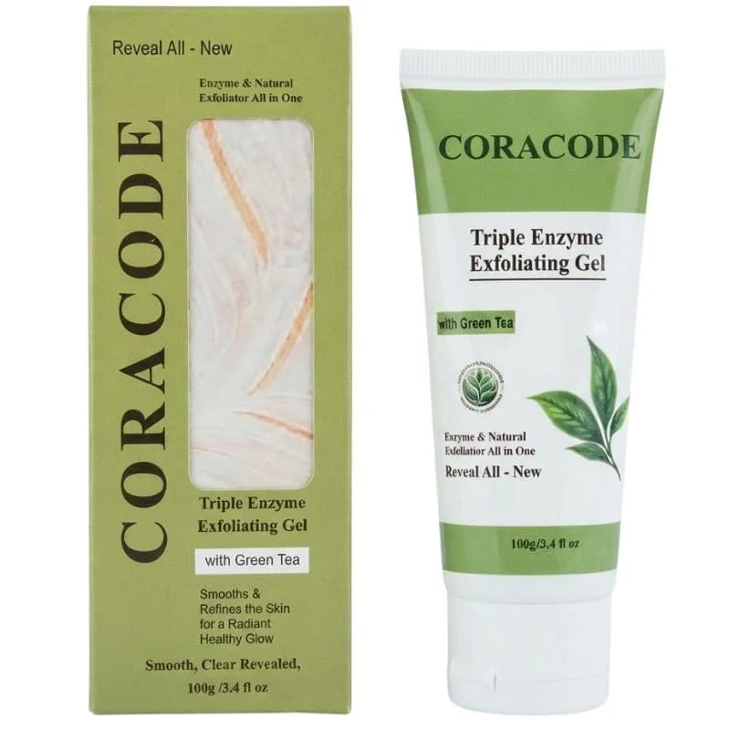 Coracode Triple Enzyme Exfoliating Gel With Green Tea | Facial Exfoliating Gel for Dead Skin & Skin Texture | 100g