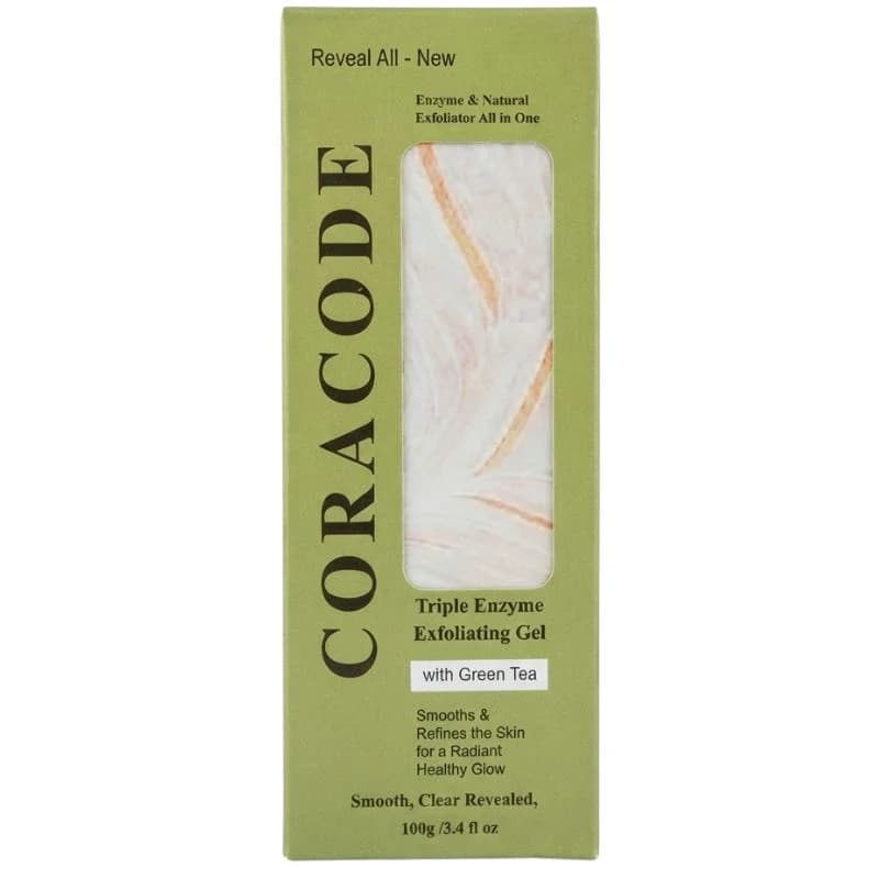 Coracode Triple Enzyme Exfoliating Gel With Green Tea | Facial Exfoliating Gel for Dead Skin & Skin Texture | 100g