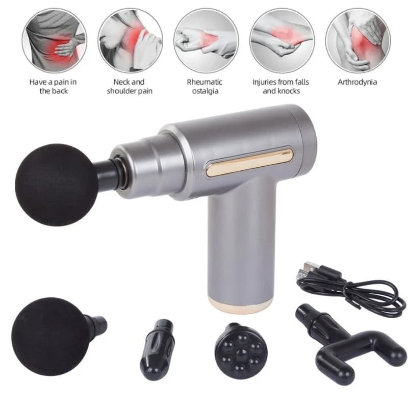 Deep Tissue Muscle Massage Gun | Fascia Relaxation Massage Gun with 6 Speed Levels & 4 Massage Heads | Random Color