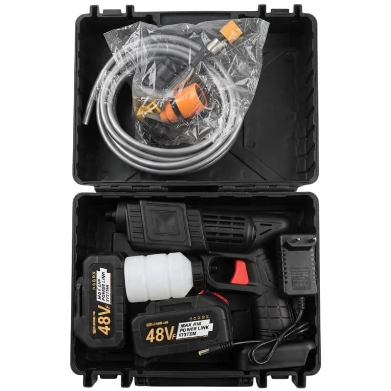 Double Battery Automatic Cordless Car Wash Spray Gun 48VF | Wireless High Pressure Foam Jet Washer | Portable Pressure Washer for Car, Bike & Home