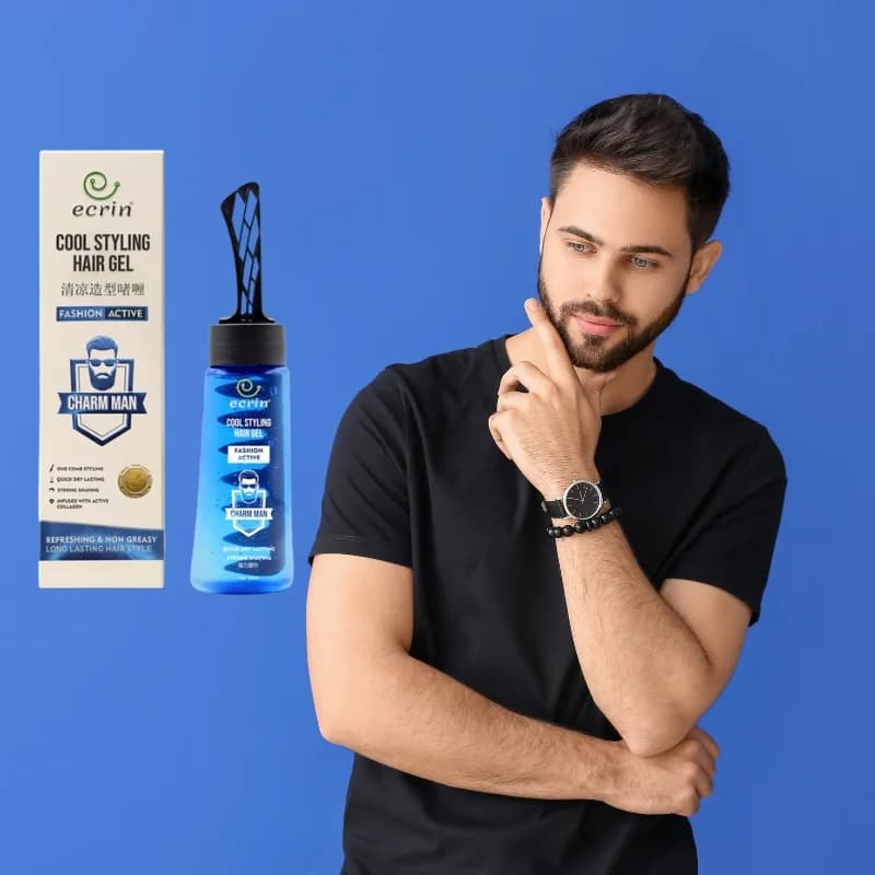 ECRIN Cool Styling Hair Gel 280ml with Active Collagen Strong Hold & Cool Fresh Effect