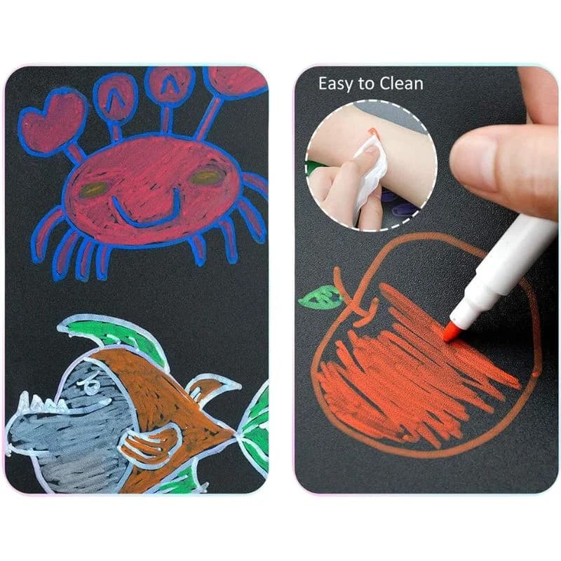 Erasable Doodle Drawing Book for Kids | Reusable Waterproof Activity Book with 3 Pens & 3 Wipes | Random Designs