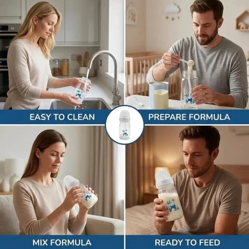 Hands-Free Baby Feeding Bottle  | BPA-Free Anti-Colic Baby Milk Bottle with Silicone Straw | Leak-Proof Standard Neck Bottle |240ML