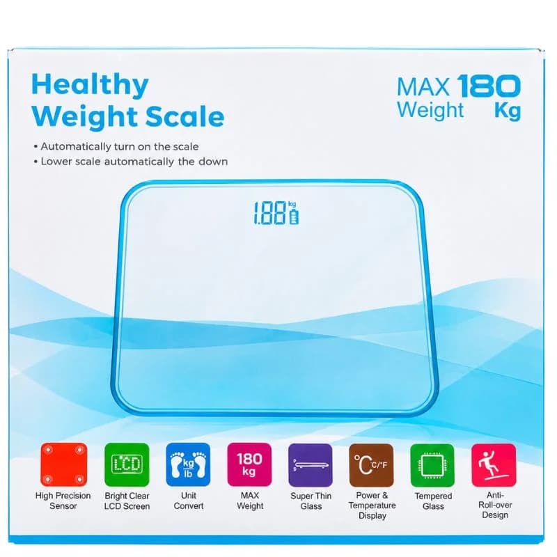 iScale Digital LED Bathroom Weighing Scale | Tempered Glass, Accurate & Automatic Weight Monitor