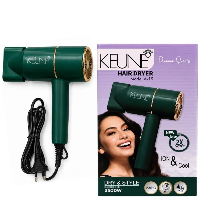 KEUNE A-19 Hair Dryer | 2500W Professional Salon Hair Dryer | 2X Faster Drying | Hot & Cold Air | Ionic Hair Care