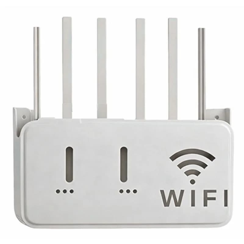 Light Gray WiFi Router Storage Box & Wall Mount Shelf  Universal Cable Organizer | Space-Saving Holder for Modem, Set-Top Box & Smart Devices | Home & Office Use