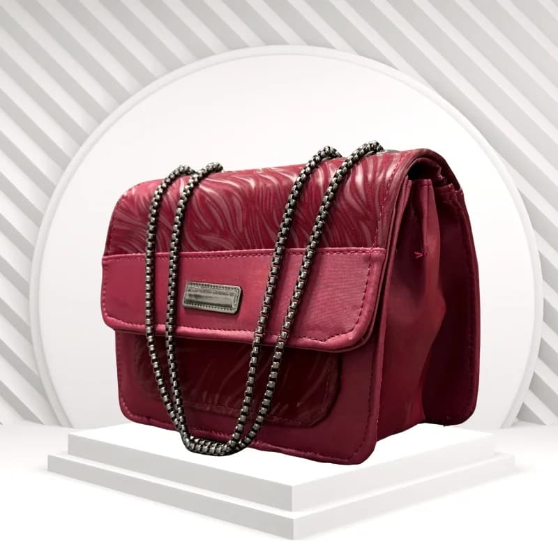 Luxury Women’s Shoulder Bag in Maroon Faux Leather for Casual, Work, and Formal Use