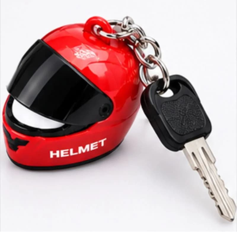 Mini Motorcycle Helmet Keychain with LED | Full Face Helmet Pendant with Movable Visor | Bike, Car & Backpack Key Ring | Random Color