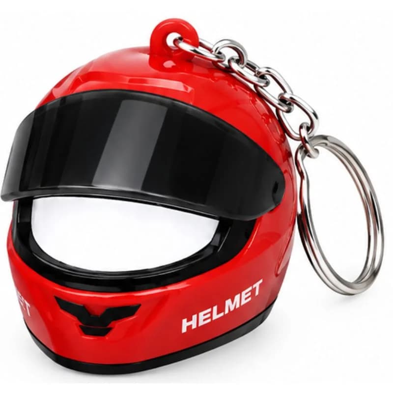 Mini Motorcycle Helmet Keychain with LED | Full Face Helmet Pendant with Movable Visor | Bike, Car & Backpack Key Ring | Random Color