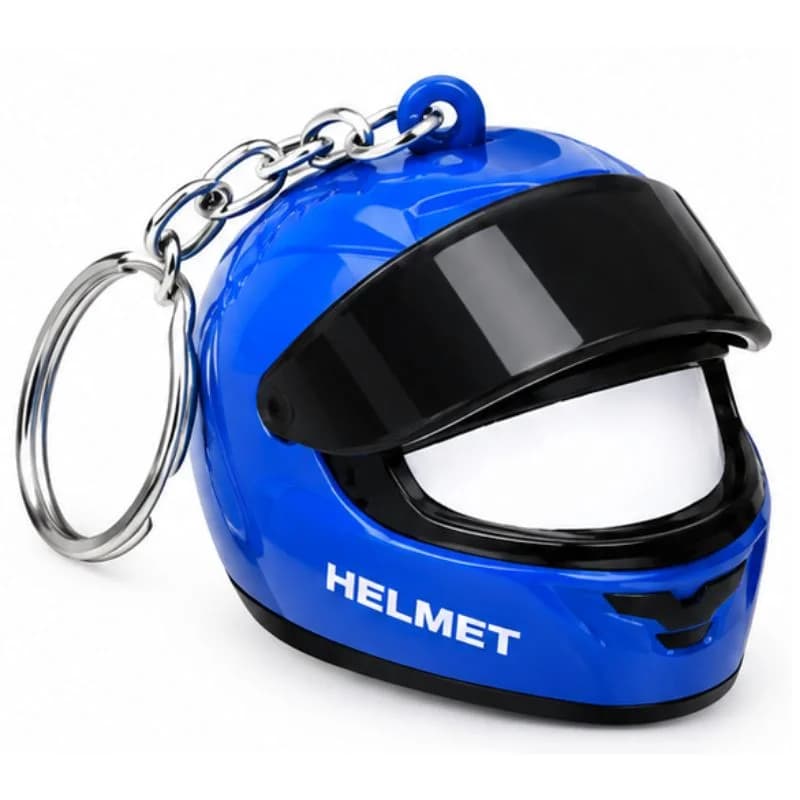 Mini Motorcycle Helmet Keychain with LED | Full Face Helmet Pendant with Movable Visor | Bike, Car & Backpack Key Ring | Random Color
