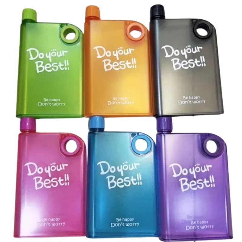 Pink Ultra Slim Notebook Style Water Bottle 380ml | Portable Memo Bottle for Travel, School & Office
