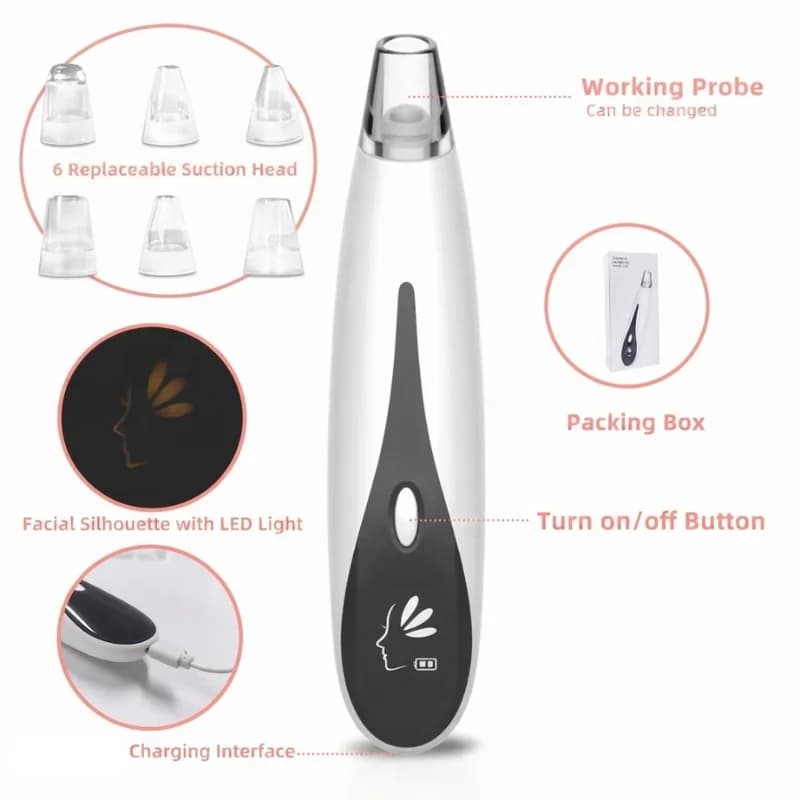 Rechargeable Blackhead Remover Vacuum Cleaner | Model FPLS-001 | Deep Pore Cleansing & Microdermabrasion Device