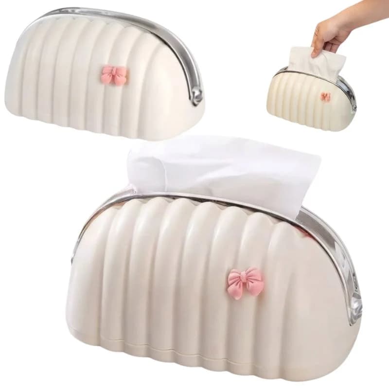 Shell Shape Tissue Box Holder | Elegant Wave Pattern Tissue Dispenser | Decorative Napkin Holder for Home & Office