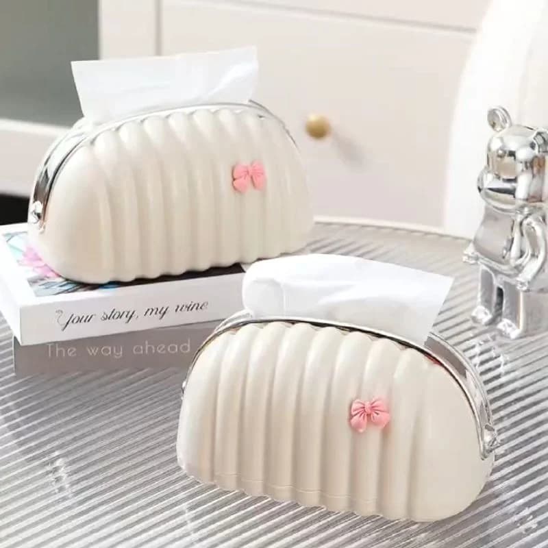 Shell Shape Tissue Box Holder | Elegant Wave Pattern Tissue Dispenser | Decorative Napkin Holder for Home & Office