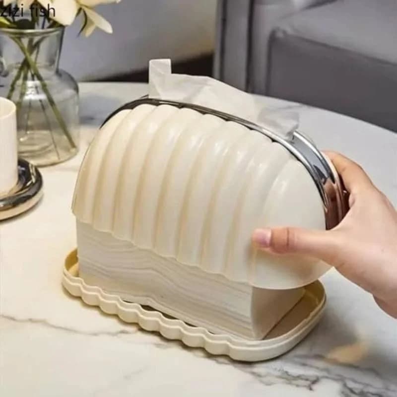 Shell Shape Tissue Box Holder | Elegant Wave Pattern Tissue Dispenser | Decorative Napkin Holder for Home & Office