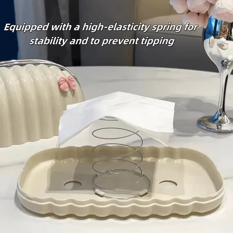 Shell Shape Tissue Box Holder | Elegant Wave Pattern Tissue Dispenser | Decorative Napkin Holder for Home & Office