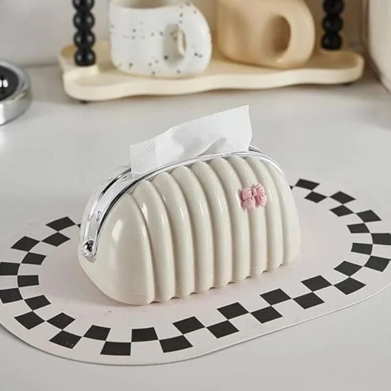 Shell Shape Tissue Box Holder | Elegant Wave Pattern Tissue Dispenser | Decorative Napkin Holder for Home & Office