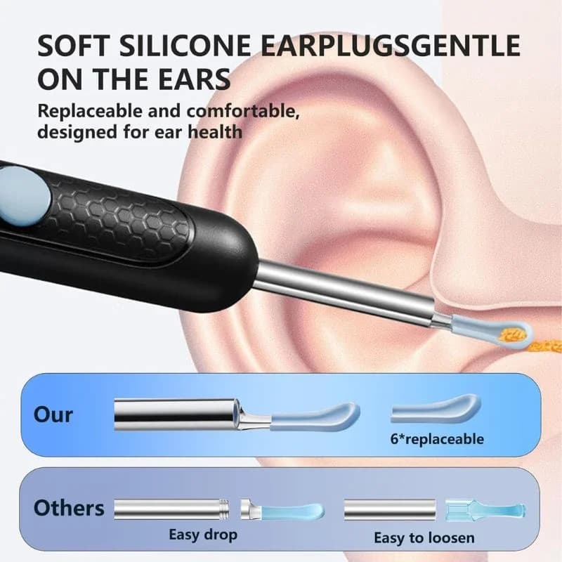 Smart Visual Ear Cleaner with 1080P HD Camera | Wireless Ear Wax Removal Otoscope | LED Ear Cleaning Tool for Android & iOS | Rechargeable & Portable