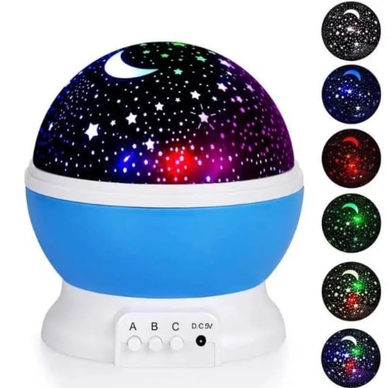 Star Master Projector Night Lamp | 360° Rotating LED Moon & Starry Sky Projector | USB & Battery Operated | Portable Night Light | Random Color