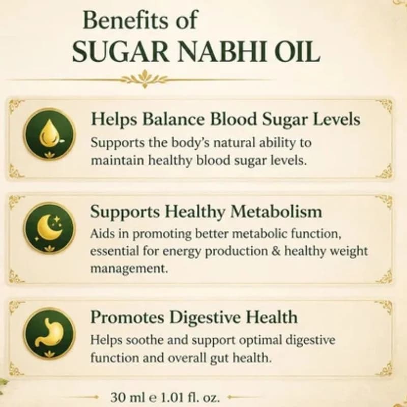 Sugar Balance Nabhi Oil | Herbal Belly Button Massage Oil | Ayurvedic-Inspired Navel Care Oil |  30ml