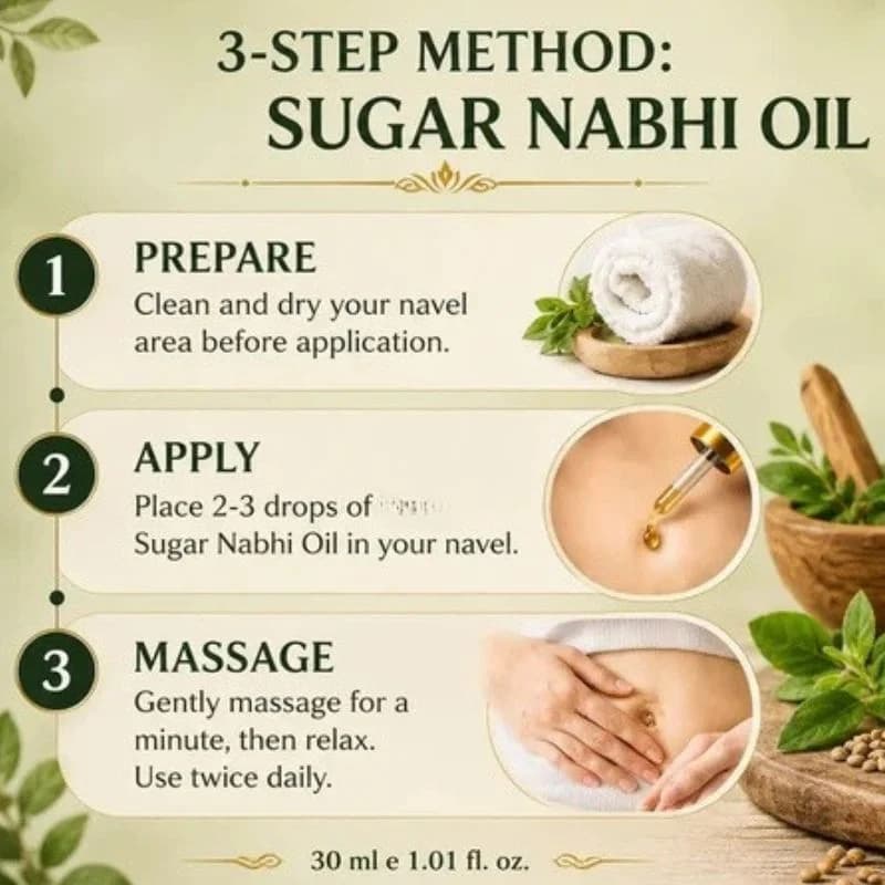 Sugar Balance Nabhi Oil | Herbal Belly Button Massage Oil | Ayurvedic-Inspired Navel Care Oil |  30ml