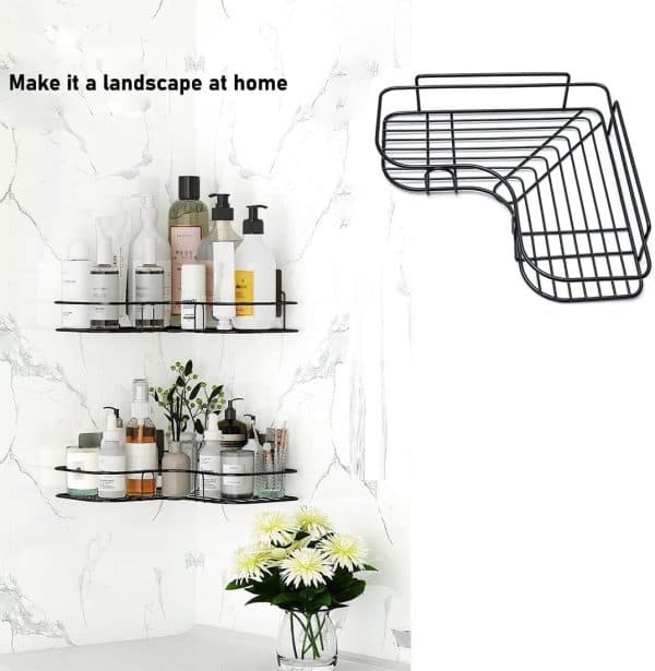 Wall Corner Rack | Multipurpose Kitchen & Bathroom Corner Organizer | Metal Wall Mount Storage Rack