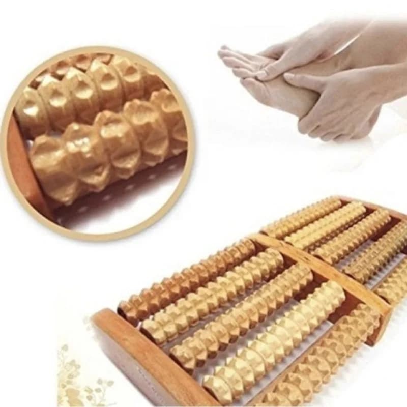 Wooden Foot Roller Massager |  Manual Reflexology Therapy Tool for Pain Relief, Stress Relaxation & Foot Care